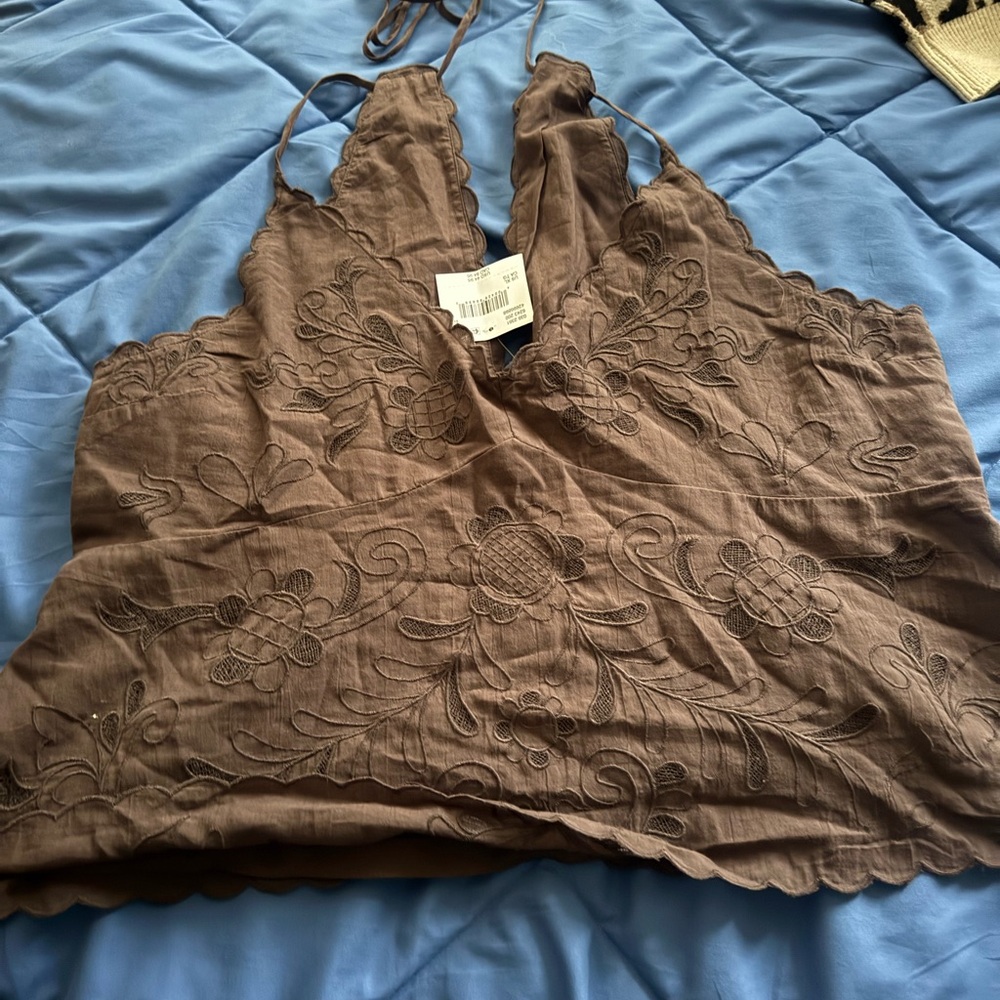 American Eagle Outfitters Brown Embroidered Camisole